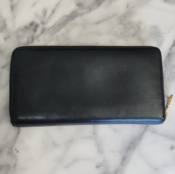 BY 10713 Authentic YSL cassandra Black Leather Long Bifold Wallet - Picture 2 of 13